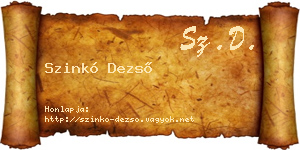 Szinkó Dezső névjegykártya